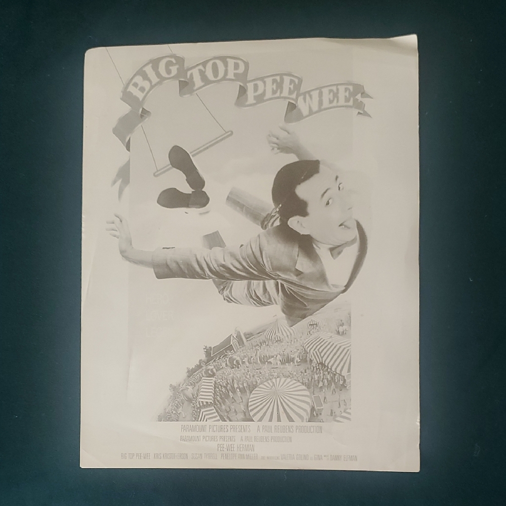 Vintage Big Top Pee-Wee Movie Poster - Black and White